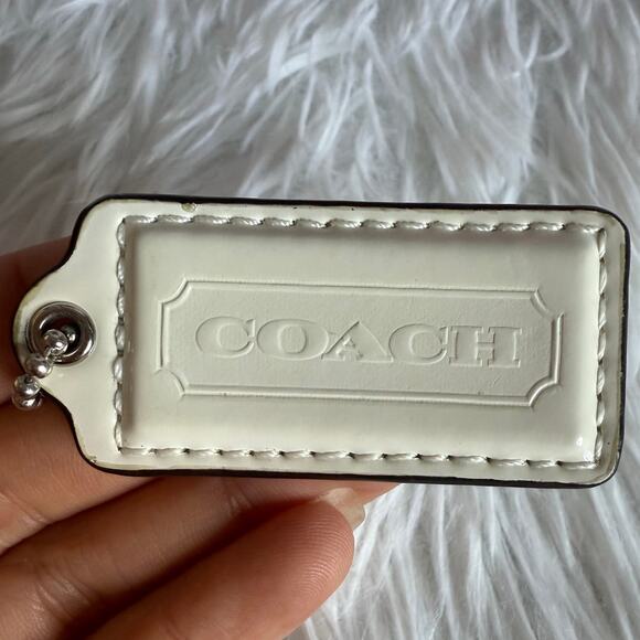2" COACH White Patent Leather Fob Bag Charm Hang tag Hangtag - Picture 1 of 2